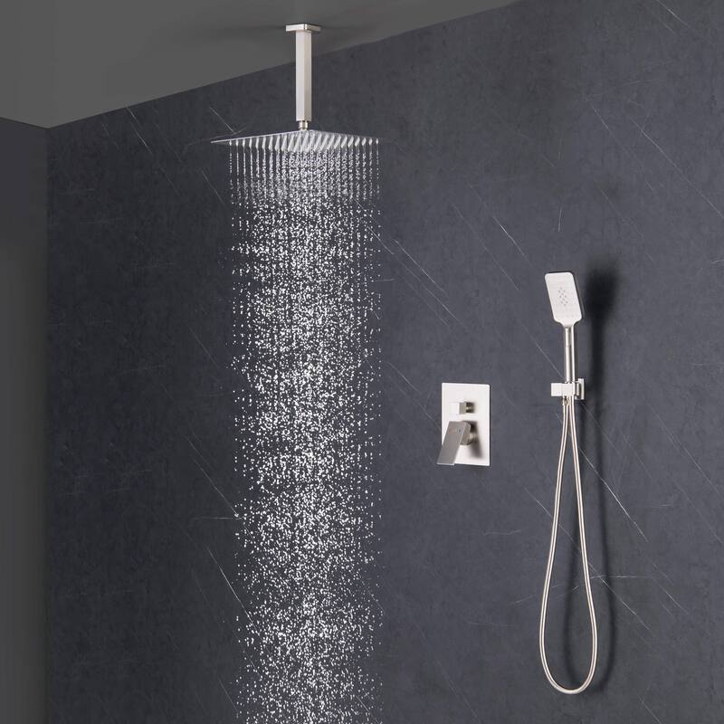 Pressure Balanced Ceiling Mounted 3-Function Shower System with Rough In Valve
