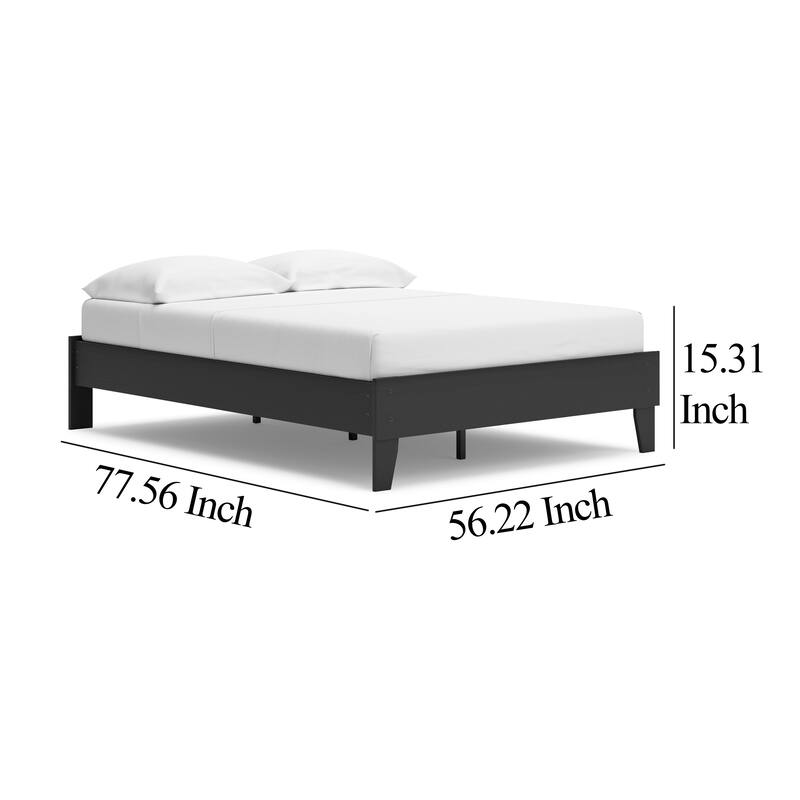 Alli Full Size Platform Bed, Matte Black Wood Frame with Laminate