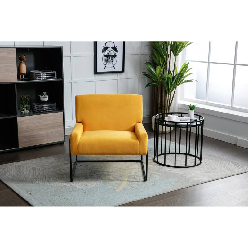 Modern Industrial Slant Armchair with Metal Frame,Premium High Density Soft Single chair for Living Room Bedroom