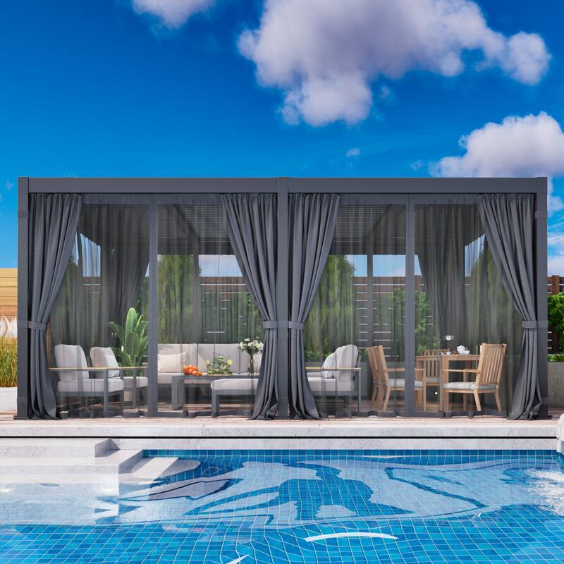 12' x 20' Aluminum Pergola with Adjustable Louvered Roof
