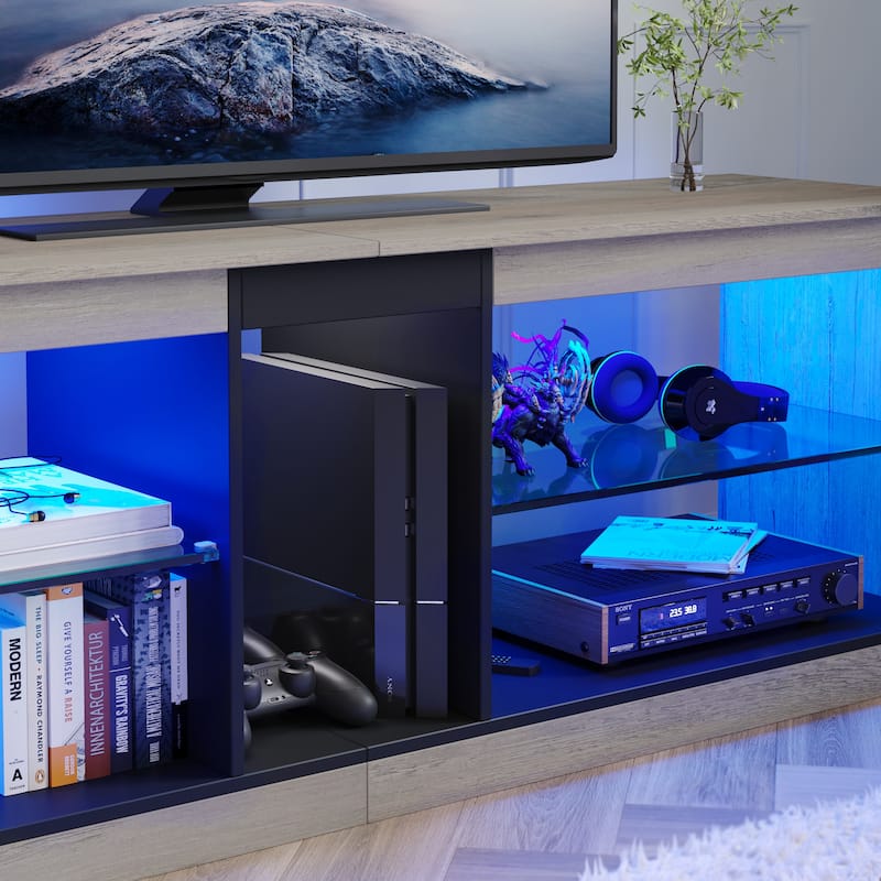 55 inch Entertainment Center LED TV Stand up to 65 Inch TVs for Living Room - 55 inches - Grey Wash