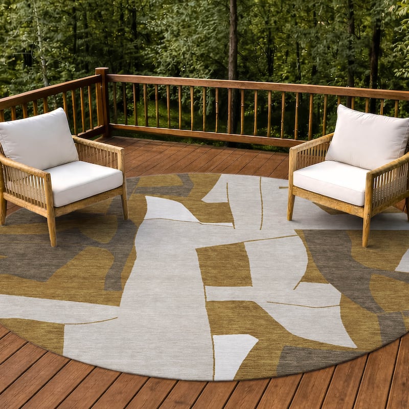 Machine Washable Indoor/ Outdoor Modern Crestone Chantille Rug - Walnut - 8' x 8'