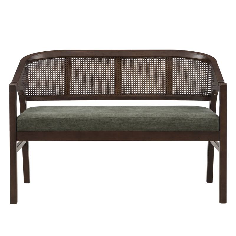 Christopher Knight Home - Curved Rubberwood Cane 46.25" Upholstered Loveseat