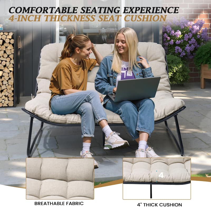 VredHom Double Papasan Loveseat Chair with Cushion Indoor Outdoor