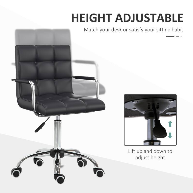 Ergonomic Home Office Chair with Faux Leather Upholstery, Adjustable Height, 360° Swivel, and Back Support