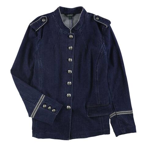Ralph Lauren Womens Denim Military Jacket, Blue, 14W