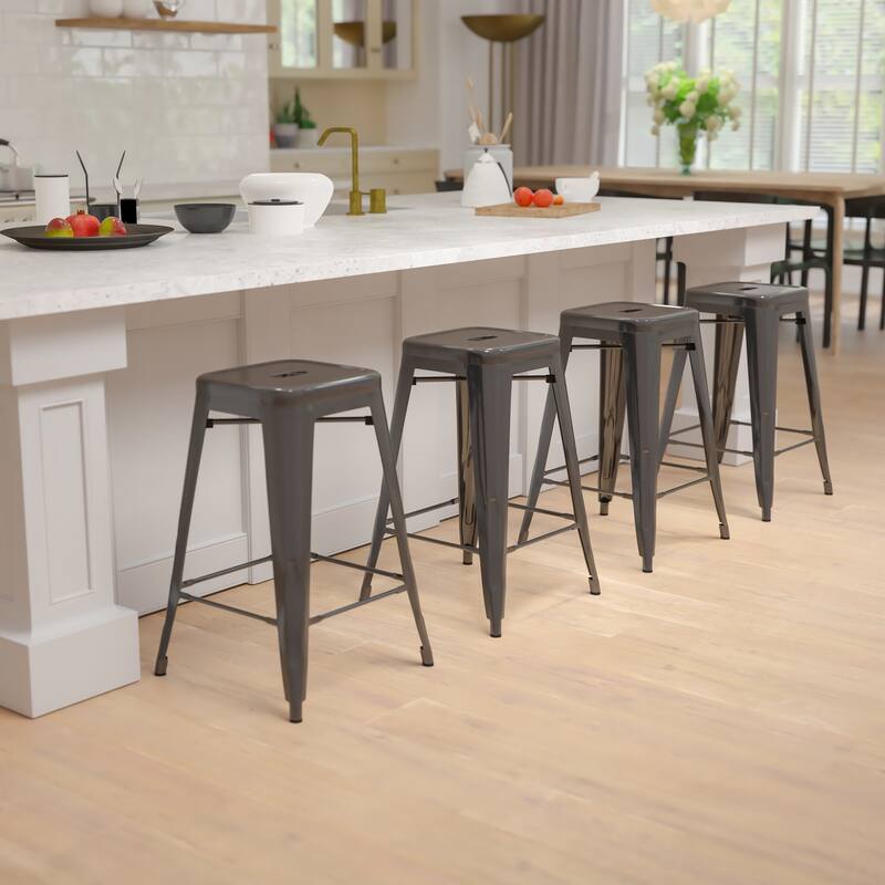 Industrial Metal Bar Stool (Set of 4)