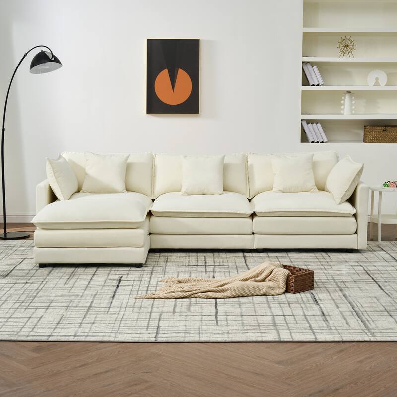 110-inch White Modular Combination Sofa with Foam Material - Multi-Color