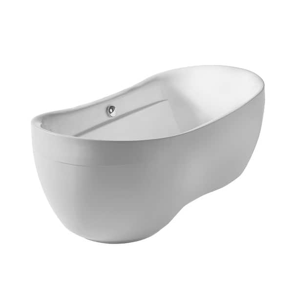 slide 1 of 1, Whitehaus Bathhaus Acrylic Soaking Tub with Rear Drain, Drain White