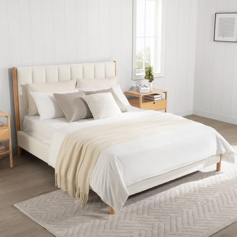 Spruce & Spring Camila Upholstered Platform Bed Frame with Headboard