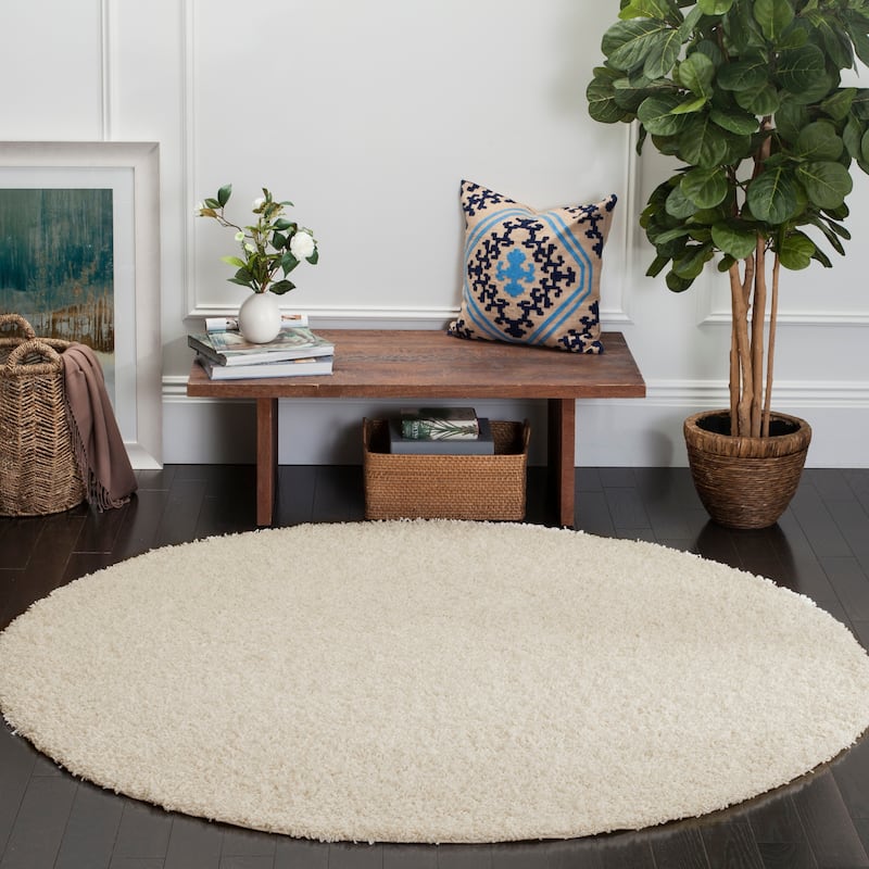 SAFAVIEH Athens Bharati Ilaha 1.5-inch Thick Rug - 6'7" Round - Off White