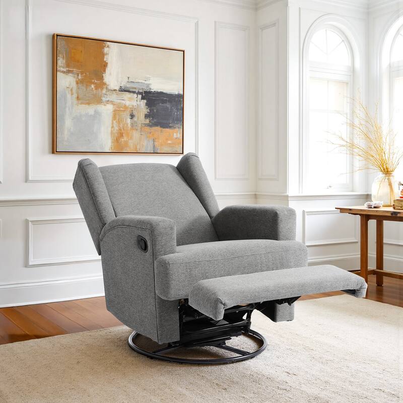 31'' W Wingback Manual Glider Swivel Rocker Recliner Nursery Chair