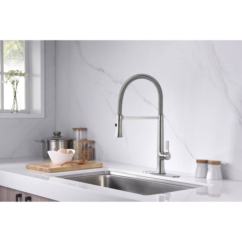 UltraFaucets Nita Collection Spring Spout Kitchen Faucet With Pull-Down Spray
