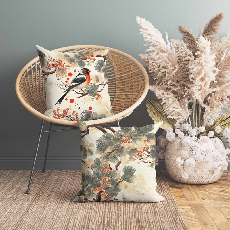 Pine and Ember Indoor/Outdoor Reversible Throw Pillow Beige and Brown