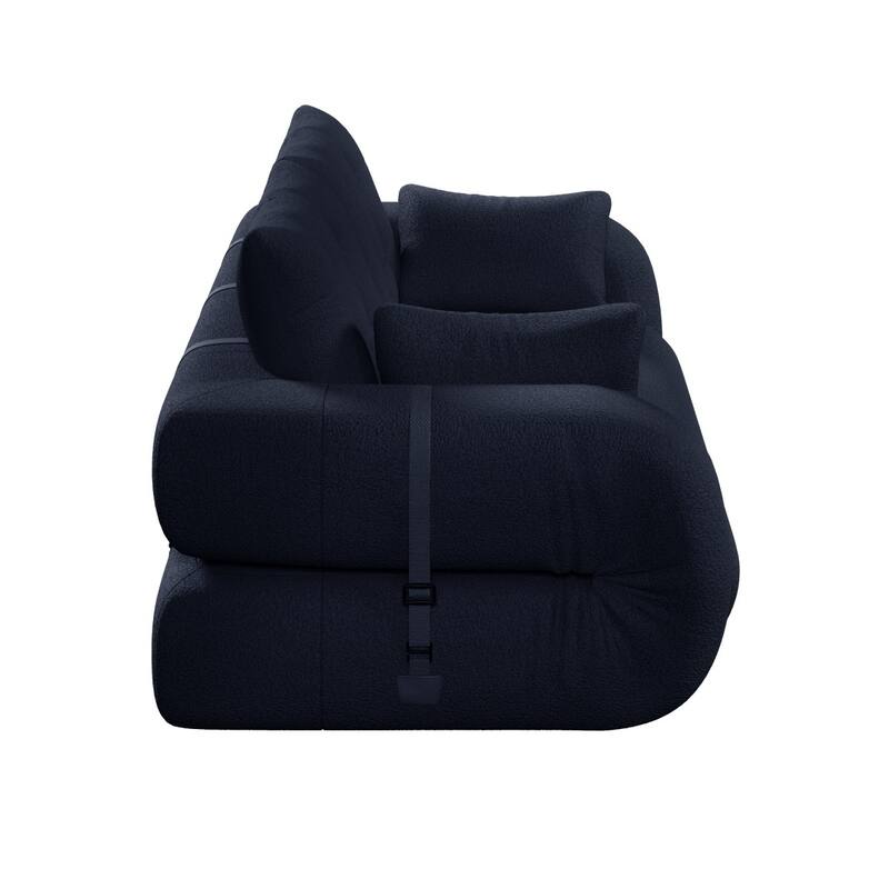 78.7" Teddy Fabric Multi-Functional Foldable 3-in-1 Sofa Bed with Pillows, Lazy Sofa Couch