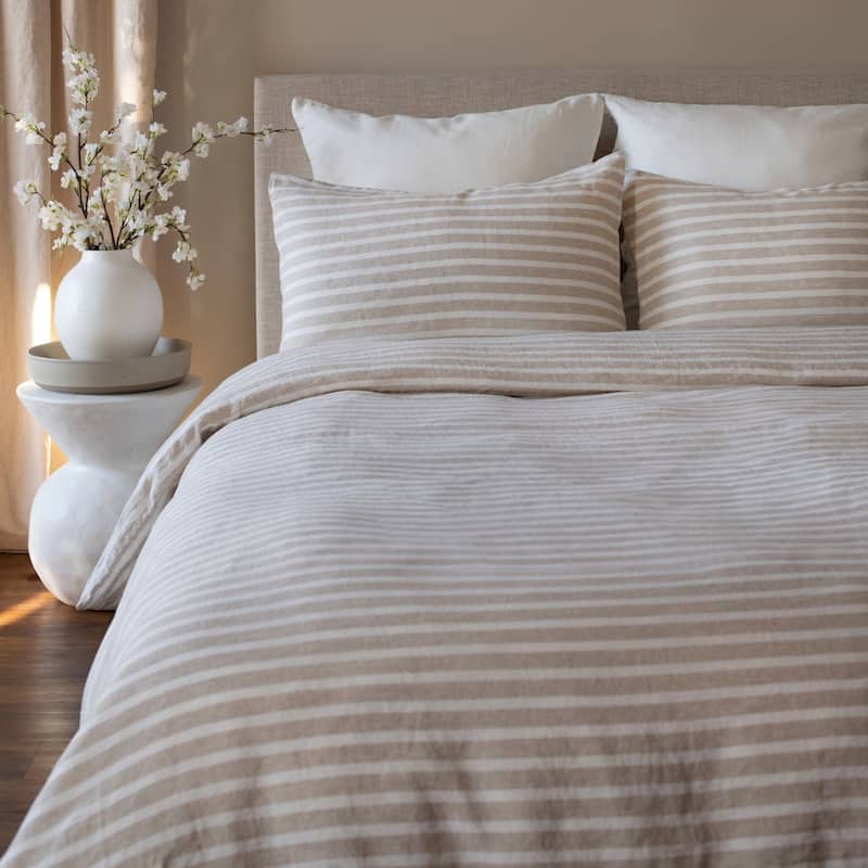 100% French Linen Duvet Cover & Sham Set by BOKSER HOME