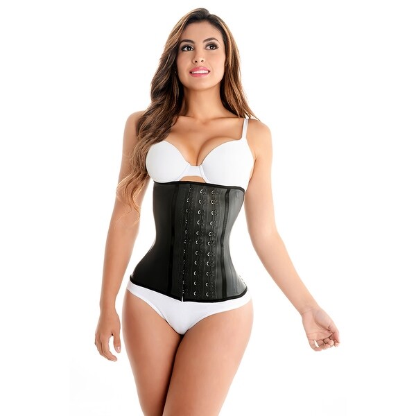 Fiorella Shapewear Classic Latex Waist Cincher Trainer Corset Black 3 Rows Hooks Fajas Cinturilla Reductoras Colombianas