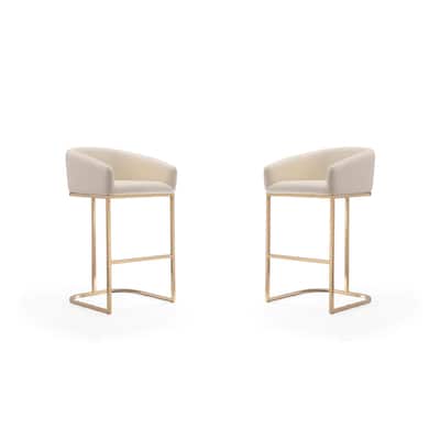 Manhattan Comfort Louvre 40 in. Titanium Gold Stainless Steel Barstool (Set of 2)
