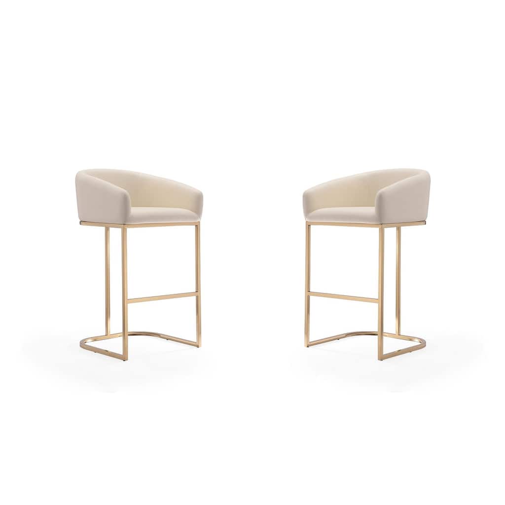 Manhattan Comfort Louvre 40 in. Titanium Gold Stainless Steel Barstool (Set of 2)