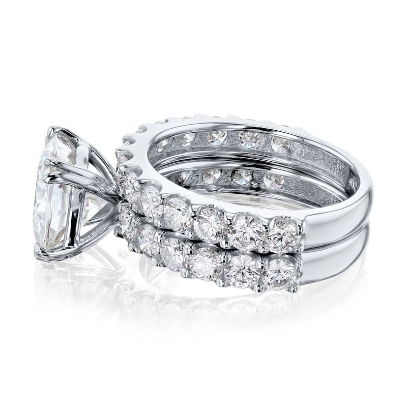 Kobelli 4.90 Carat Lab Grown Diamond Certified 14k Solid Gold Cushion-cut Wide Bands Lorette 2pc Bridal Set (EF/VS)