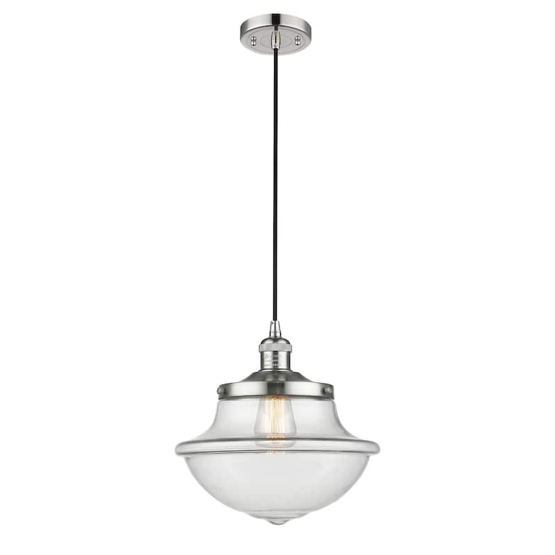 Innovations Lighting Franklin Restoration Oxford - 1 Light 12" Cord Hung Mini Pendant - Clear/Polished Nickel