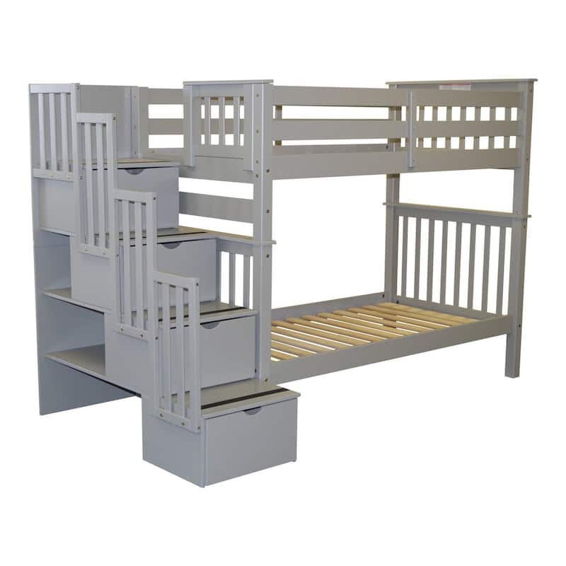Taylor & Olive Trillium Tall Twin over Twin Stairway Bunk Bed, 4 Steps