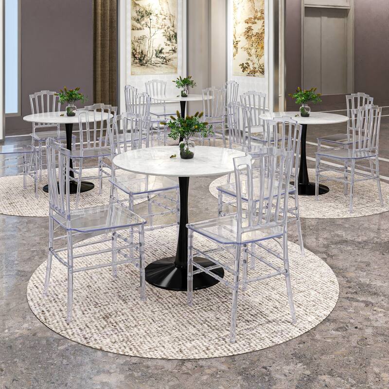 Synth Modern Acrylic Dining Side Chair with Windsor Back Design by LeisureMod