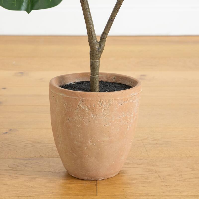 4-ft Artificial Giant Leaf Fiddle Leaf Fig Tree in Decorative Planter