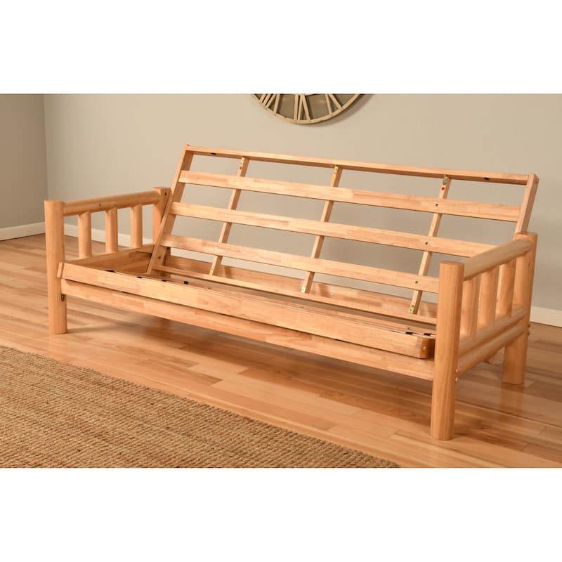 Somette Lodge Futon Set in Natural Finish with Suede Mattress