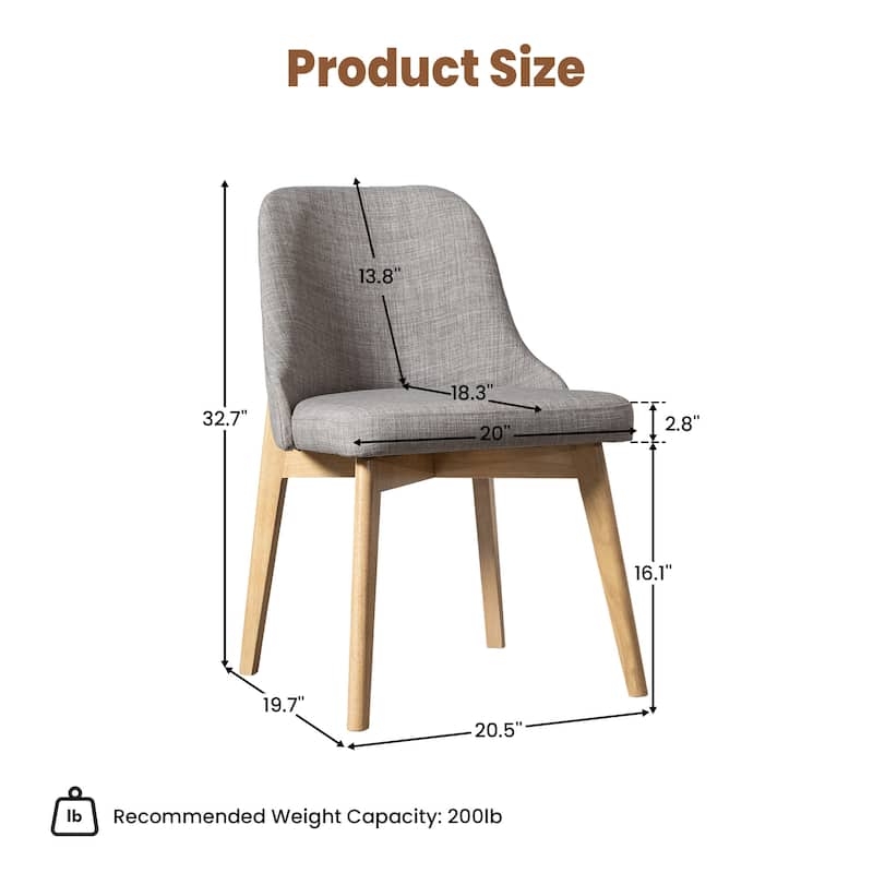 Upholstered Side Chair Dining Chairs Kitchen Chairs with Wood Legs Set of 2