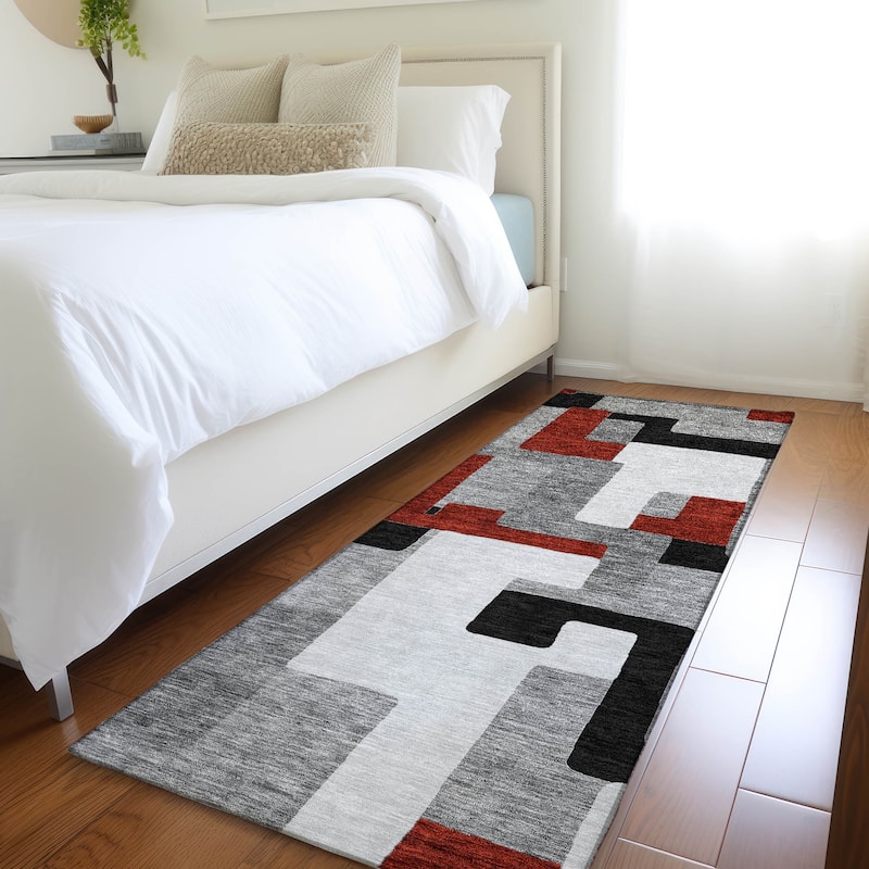 Premium Washable Super Soft Geo Casual Mayfield Rug - Gray - 2'3" x 7'6"