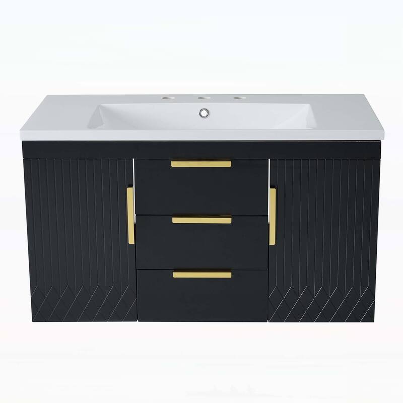 Wall Mounted Bathroom Storage Cabinet with 2 Drawers,with Top Sink