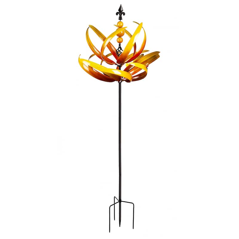 91 in. Yellow Lotus Wind Spinner
