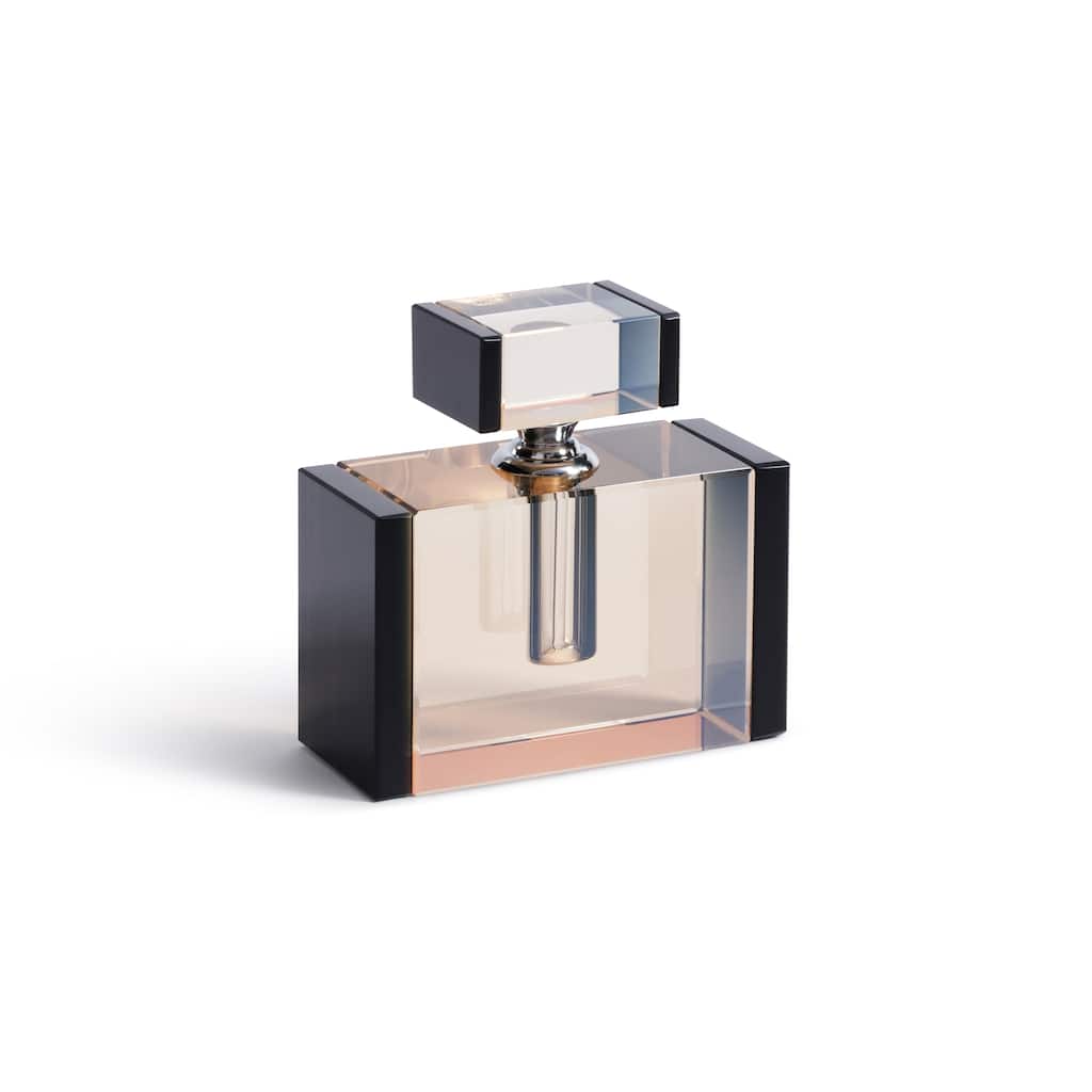 Decorative Crystal Tonal Black & Amber Glass Perfume Bottle