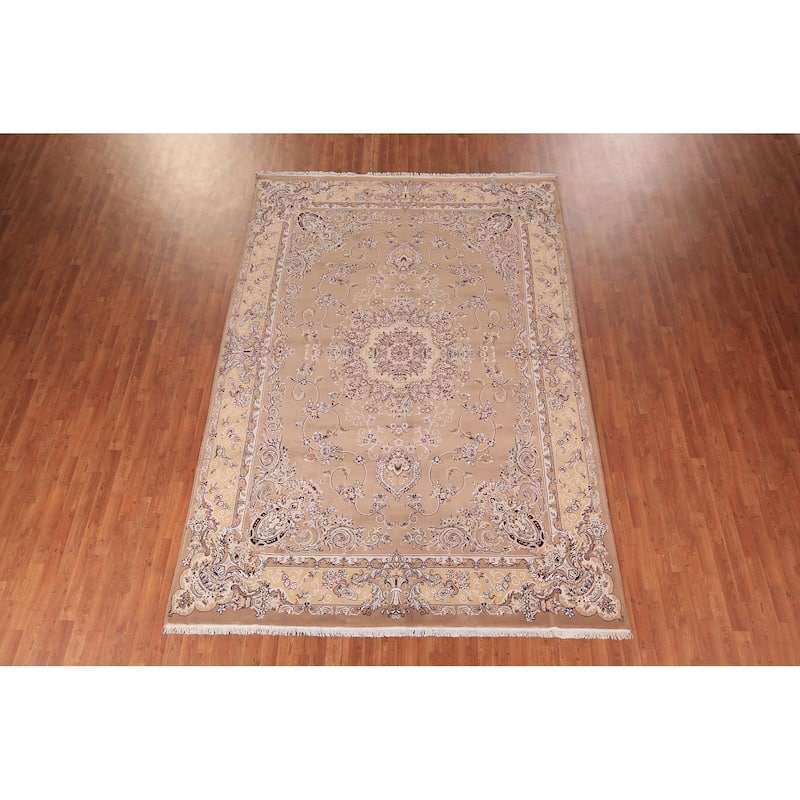 Victorian Style Kashan Turkish Area Rug Machine Made Brown Carpet - 8'0" x 11'5"