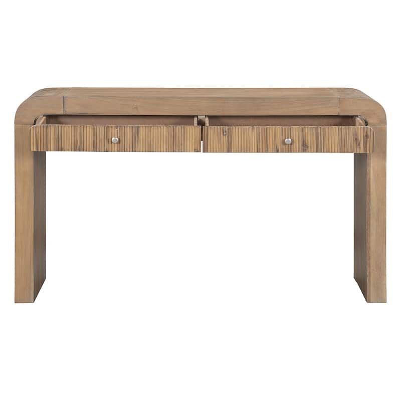 Entryway Table Console Table with Fluted 2-Drawer Rustic Sofa Table