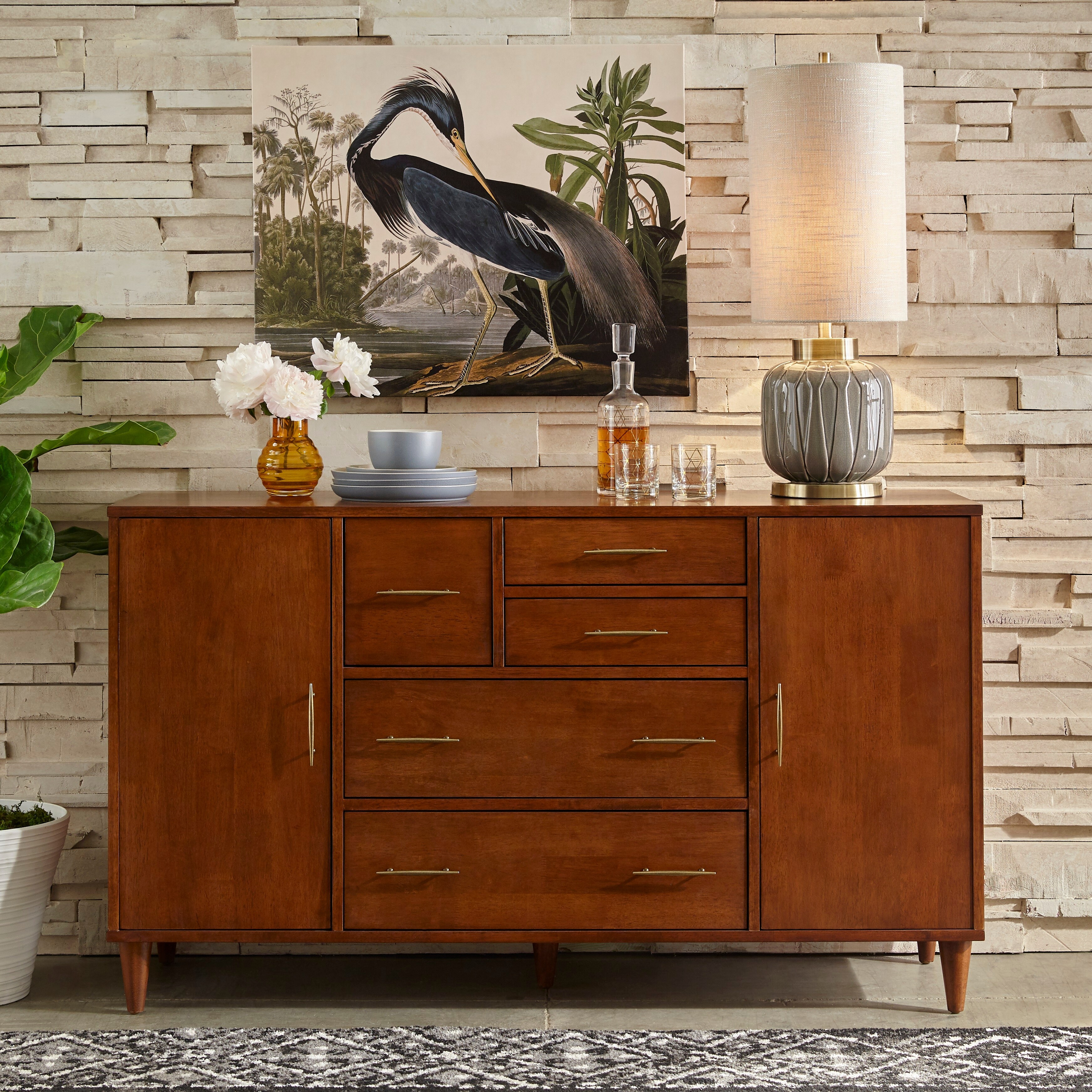 Palace Imports 100% Solid Wood 65" Sideboard with Solid Doors, 2-Drawers and Adjustable Shelves