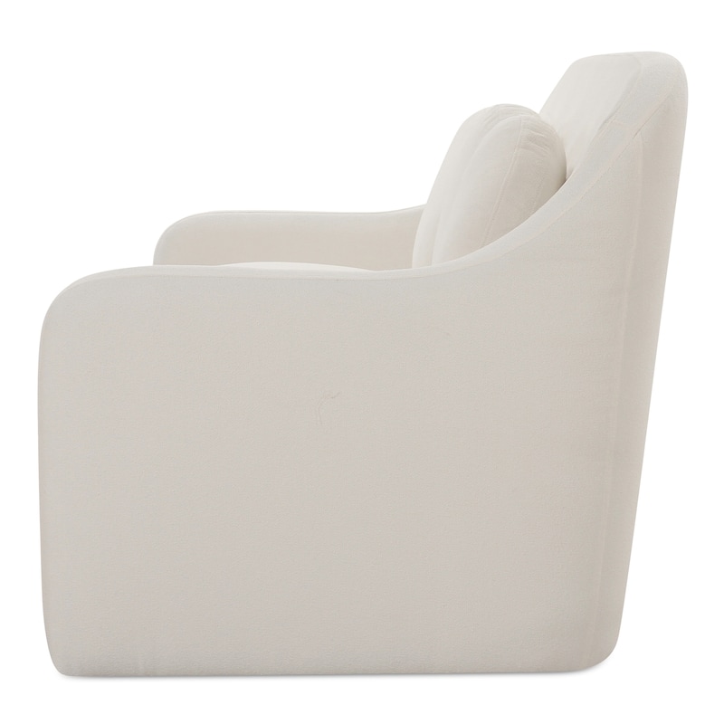 NADAAL STUDIOS Rivenor Rialto Sofa, High Curved Back, Five Round Toss Cushions, White Performance Upholstery