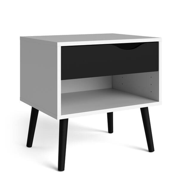 slide 2 of 14, Carson Carrington Hjo 1-drawer Nightstand White/Black Matte