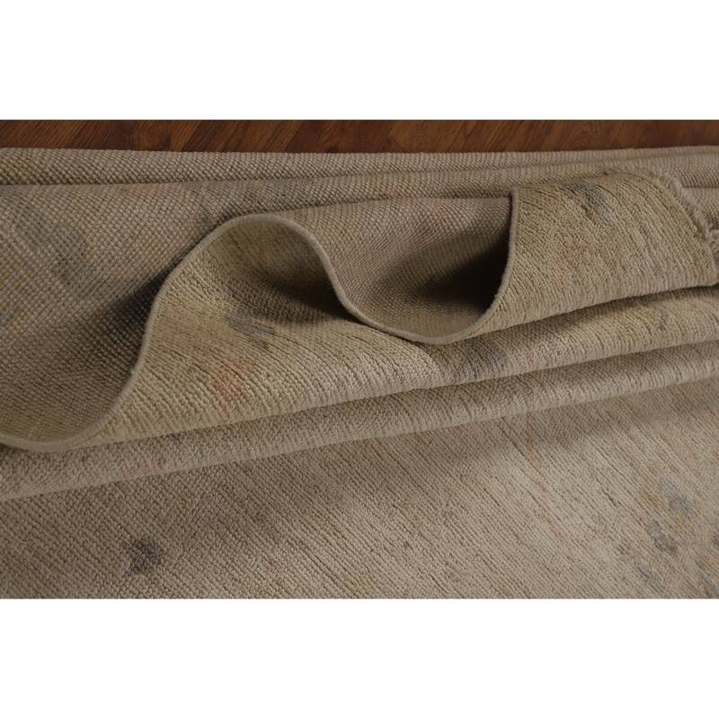 Hand Knotted Oriental 100% Wool Carpet Transitional All-Over Beige & Ivories Oushak Area Rug - 13' 6'' X 9' 10''