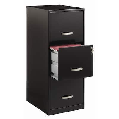 White Metal 3-Drawer Vertical Filing Cabinet with Lock and Glide