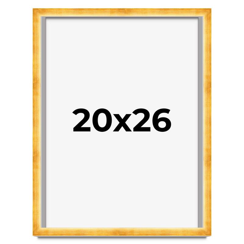 20x26 Shadow Box Frame Gold | 1.625 Inches Deep Real Wood Traditional
