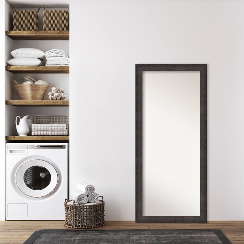 Dappled Non-Beveled Wood Framed Full-Length Floor Leaner Mirror - Glass Size 24x60