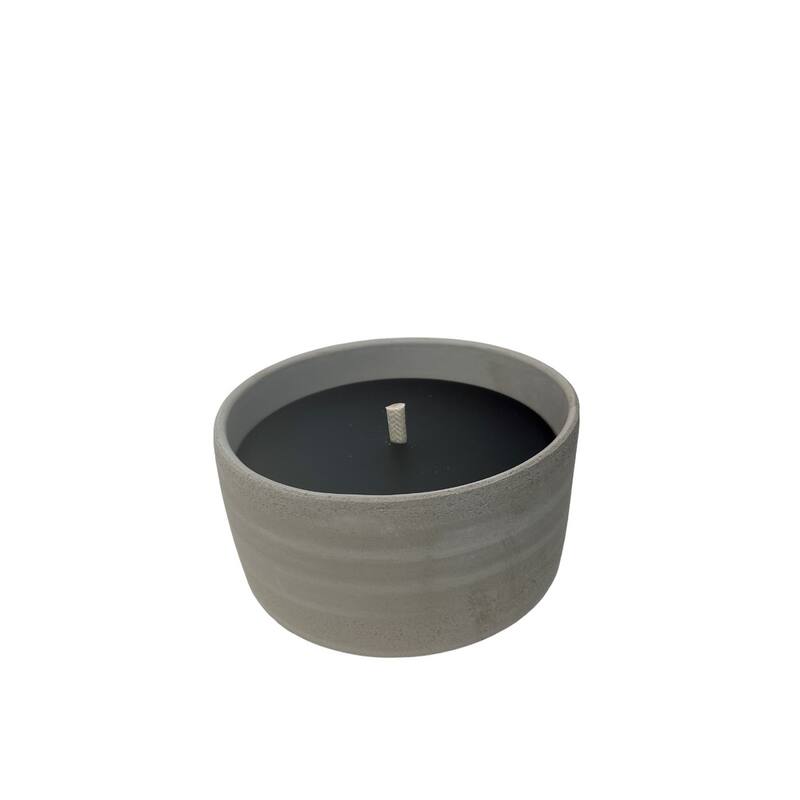 Terracotta Round Grey Concrete Candle Dia 7" - BLACK
