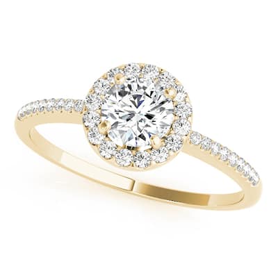 Auriya 14k-Yellow Gold Lab Grown Round Diamond Halo Engagement Ring 0.50 to 5.00 ct. tw. (F-G VS)