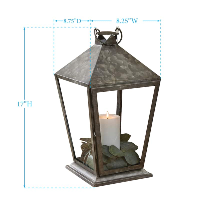 Park Designs Tall Square Galvanized Lantern - 17"H X 9.25"W X 8.75"D