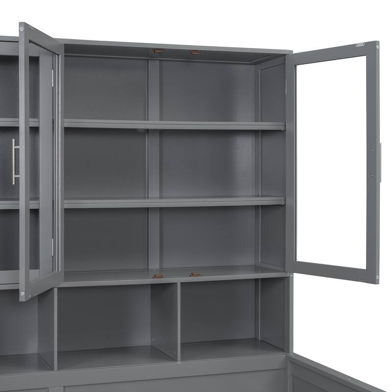 Bookcase Daybed with Storage Cabinets Wooden Captains Bed Built-in LED Lighting