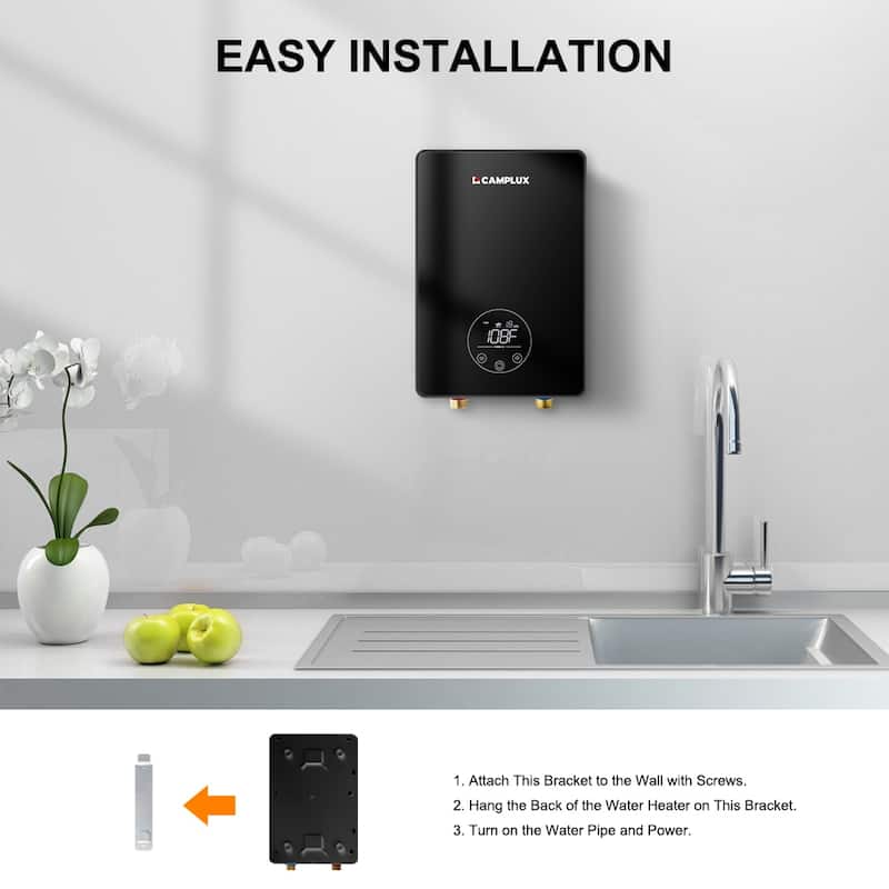 CAMPLUX 1.8 GPM Electric Tankless Water Heater 6kW 240V, Brick