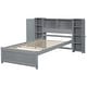 preview thumbnail 11 of 22, Twin Platform Bed with Storage Headboard, Lockers & Pine Wood Frame, Grey