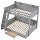 preview thumbnail 16 of 30, Twin over Full Bunk Bed with LED Lights, Charging Station, Storage Shelves & Drawer, Solid Pine Wood